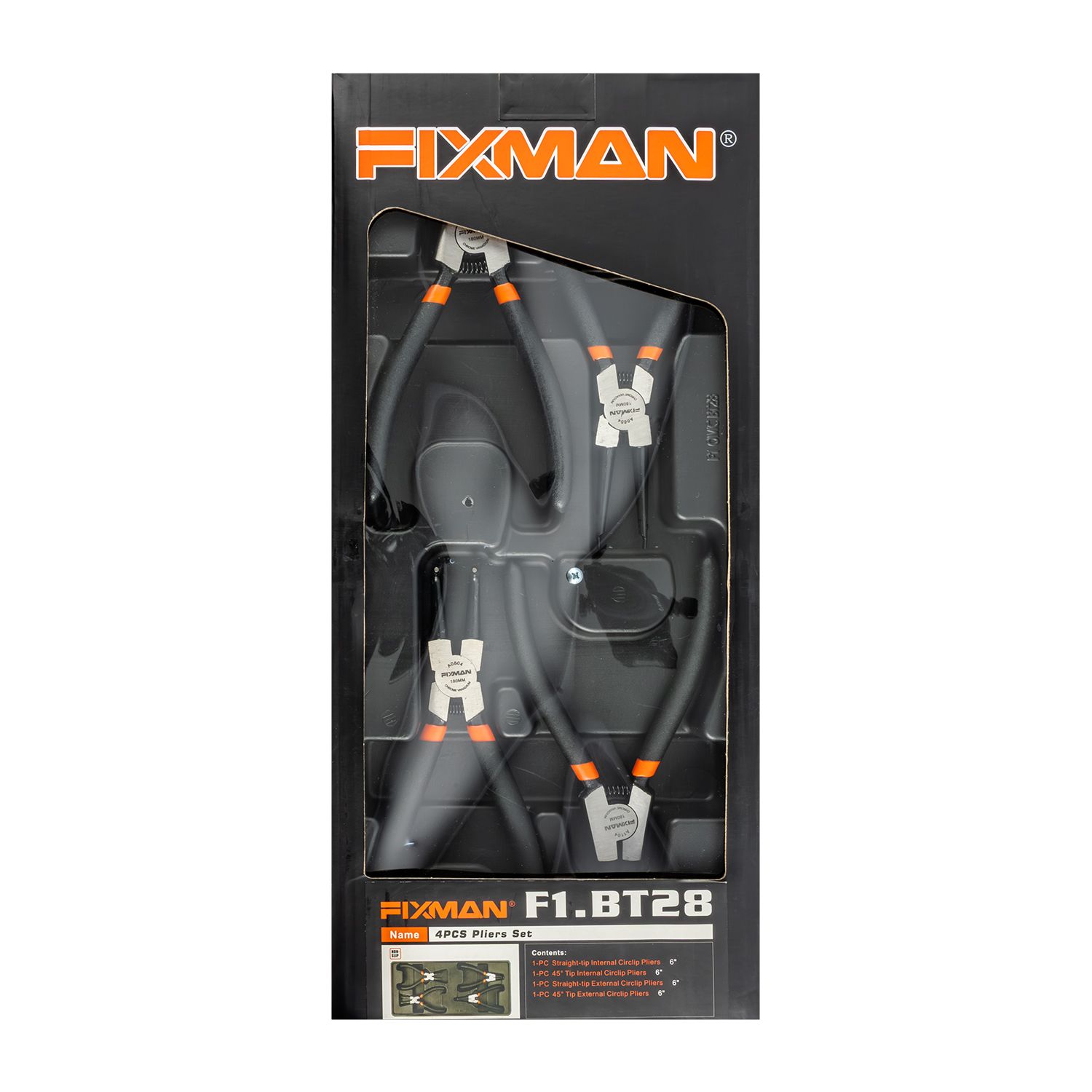 FIXMAN Tray 4 Piece 6" Internal And External Circlip Pliers